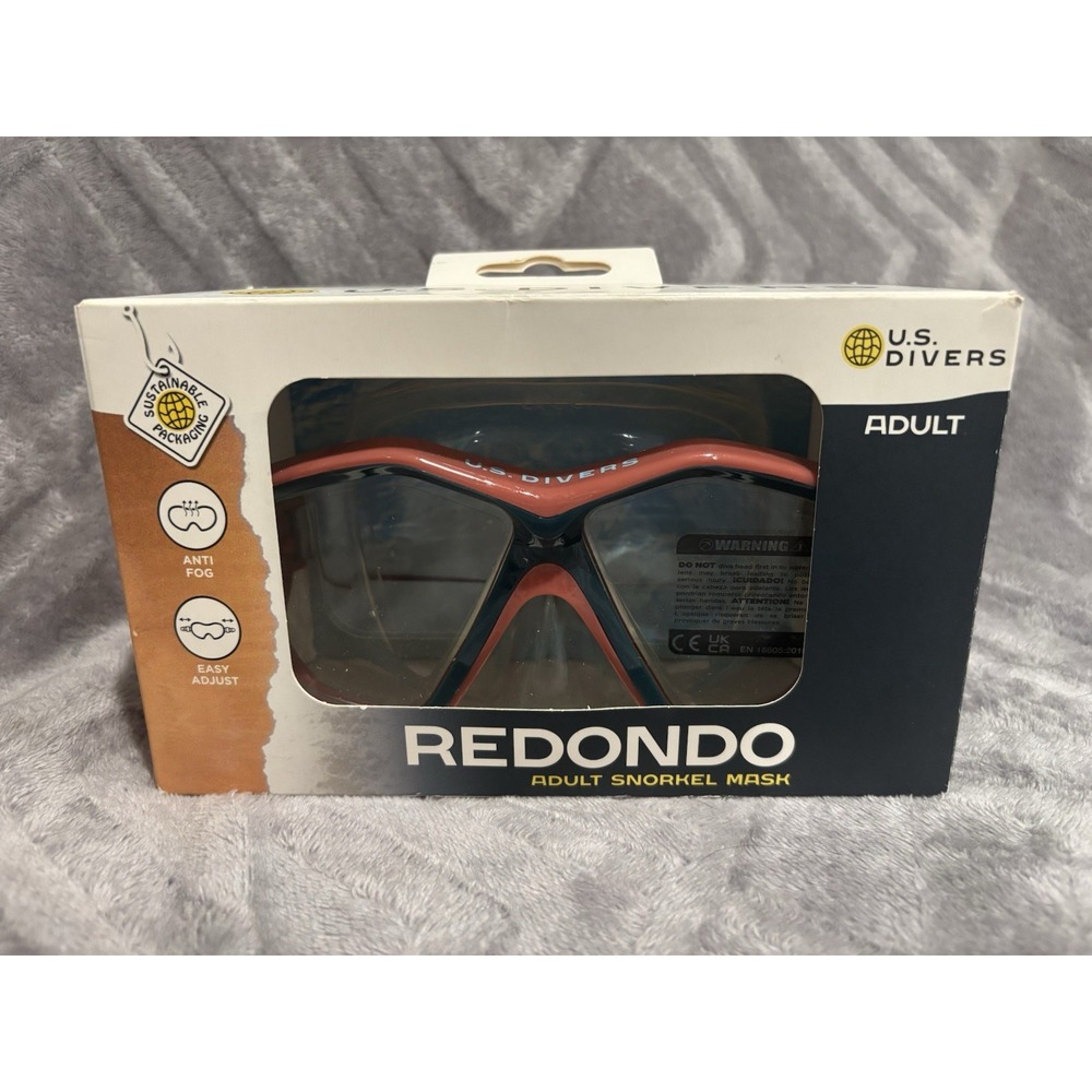 U.S. Divers Redondo DX Adult Snorkel Mask Navy Coral Anti Fog‎ Easy Adjust